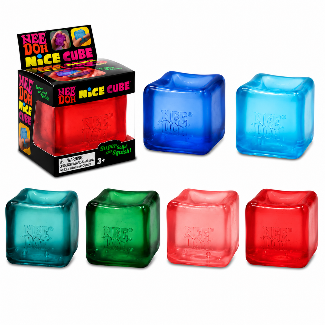NeeDoh Squishy Toy Ice Cube Style Stress Soft Cube Fidget Toy for Kids & Adults, Hand Exercise Sensory Toy, Squeeze Toy for Relaxation, Party Return Gift & Desk Toy, Color May Vary - Pack of 1