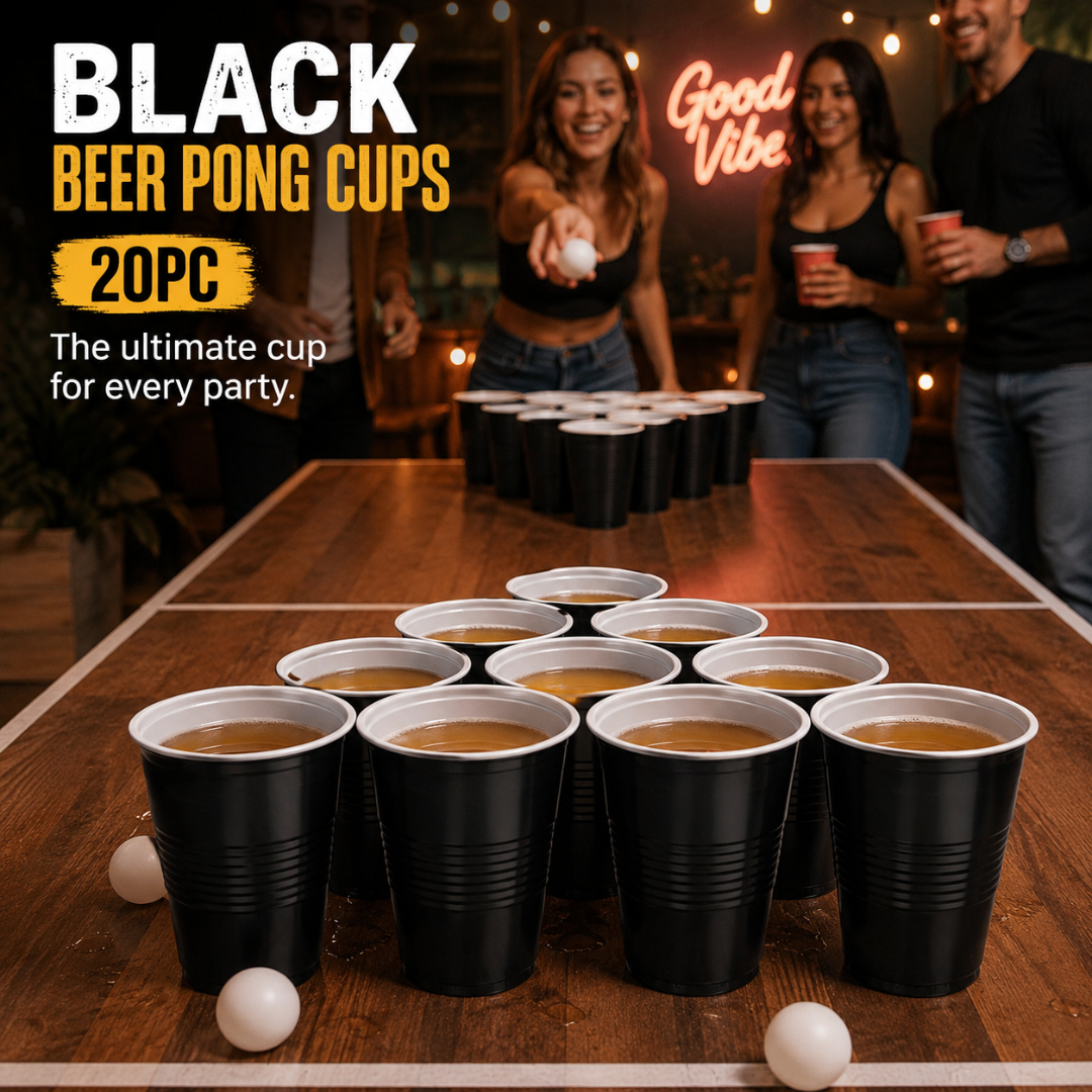 Black Beer Pong Cups - 20PC