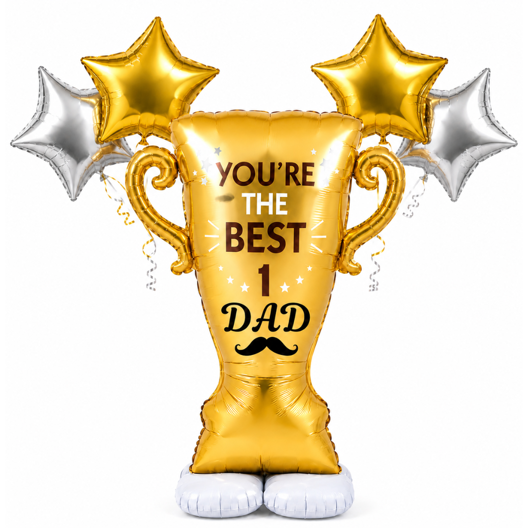 You’re The Best No. 1 Dad Self Standing Foil Balloon with Star Balloons for Father’s Day, Dad Birthday, Celebration Decoration, Photo Prop & Surprise Gift Décor