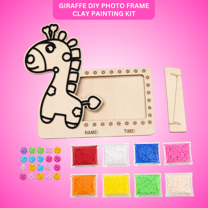 Giraffe DIY Photo Frame Kit - Soft Sand Clay Painting Art | Wanna Party - Image 1