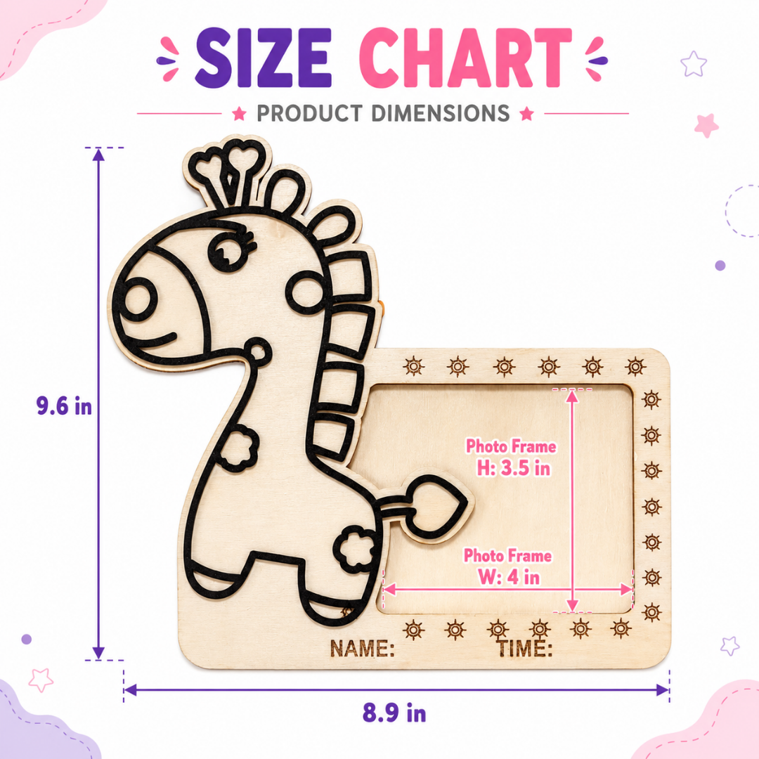 Giraffe DIY Photo Frame Kit - Soft Sand Clay Painting Art | Wanna Party - Image 10