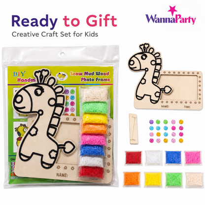 Giraffe DIY Photo Frame Kit - Soft Sand Clay Painting Art | Wanna Party - Image 3