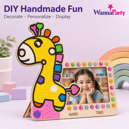Giraffe DIY Photo Frame Kit - Soft Sand Clay Painting Art | Wanna Party - Image 7