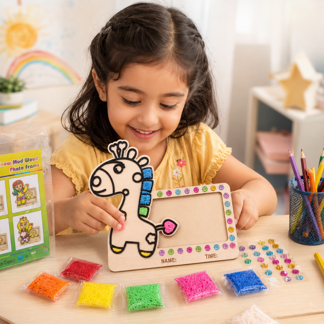 Giraffe DIY Photo Frame Kit - Soft Sand Clay Painting Art | Wanna Party - Image 8