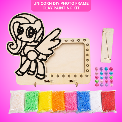 Unicorn DIY Photo Frame Kit - Soft Sand Clay Painting Art | Wanna Party - Image 1