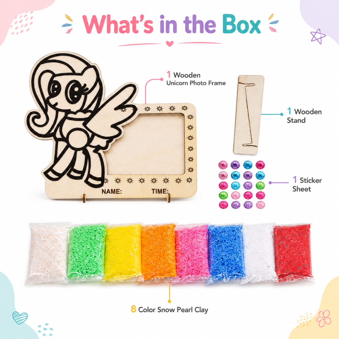 Unicorn DIY Photo Frame Kit - Soft Sand Clay Painting Art | Wanna Party - Image 3