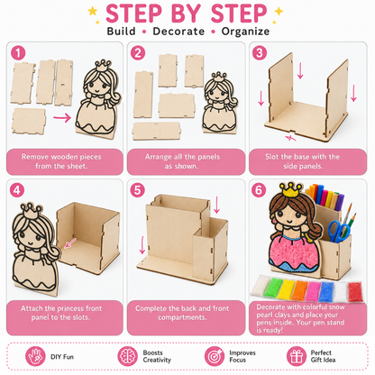 Princess DIY Pen Stand Kit - Clay Painting Craft for Girls | Wanna Party - Image 8