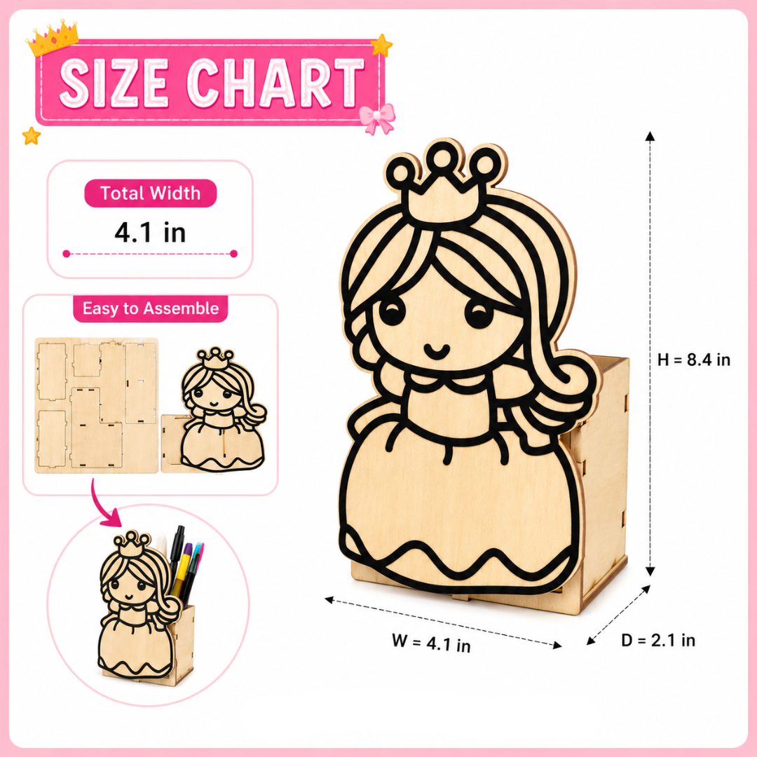Princess DIY Pen Stand Kit - Clay Painting Craft for Girls | Wanna Party - Image 3
