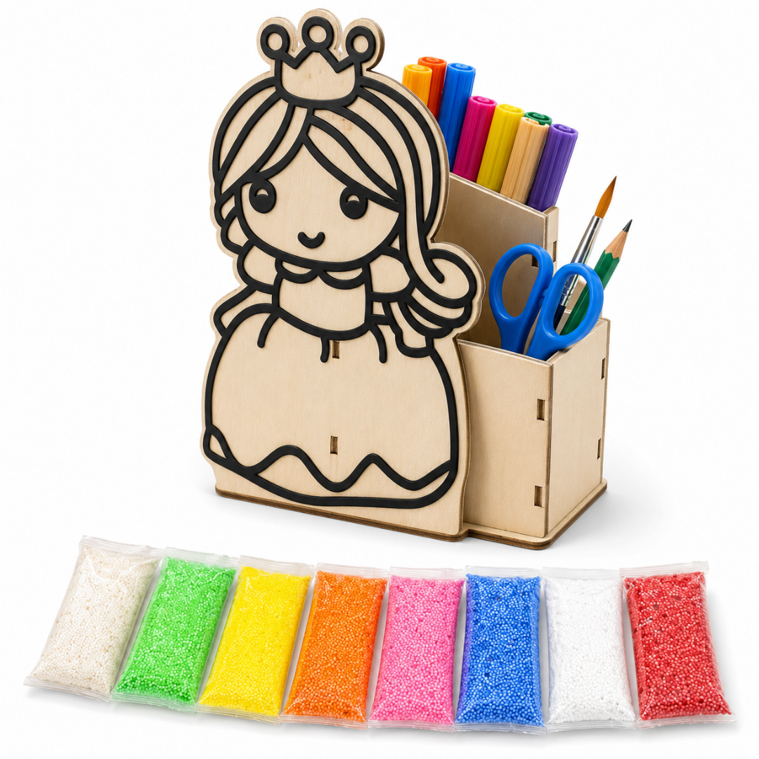 Princess DIY Pen Stand Kit - Clay Painting Craft for Girls | Wanna Party - Image 2