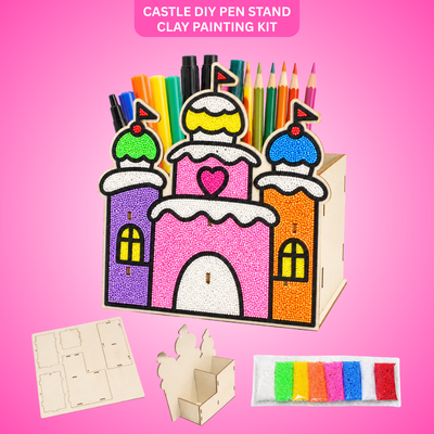 Castle DIY Pen Stand Kit - Clay Painting Craft for Kids | Wanna Party - Image 1