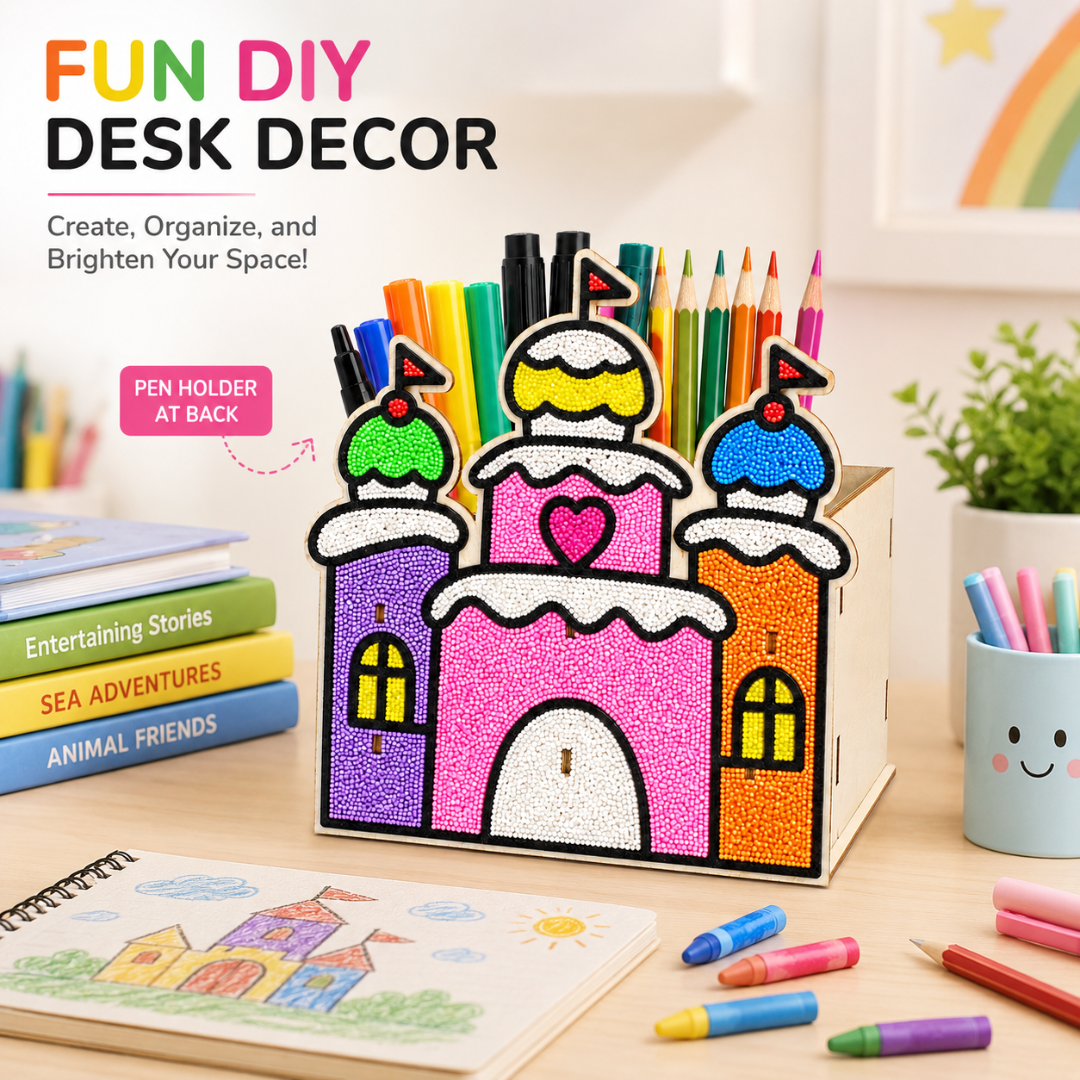 Castle DIY Pen Stand Kit - Clay Painting Craft for Kids | Wanna Party - Image 3