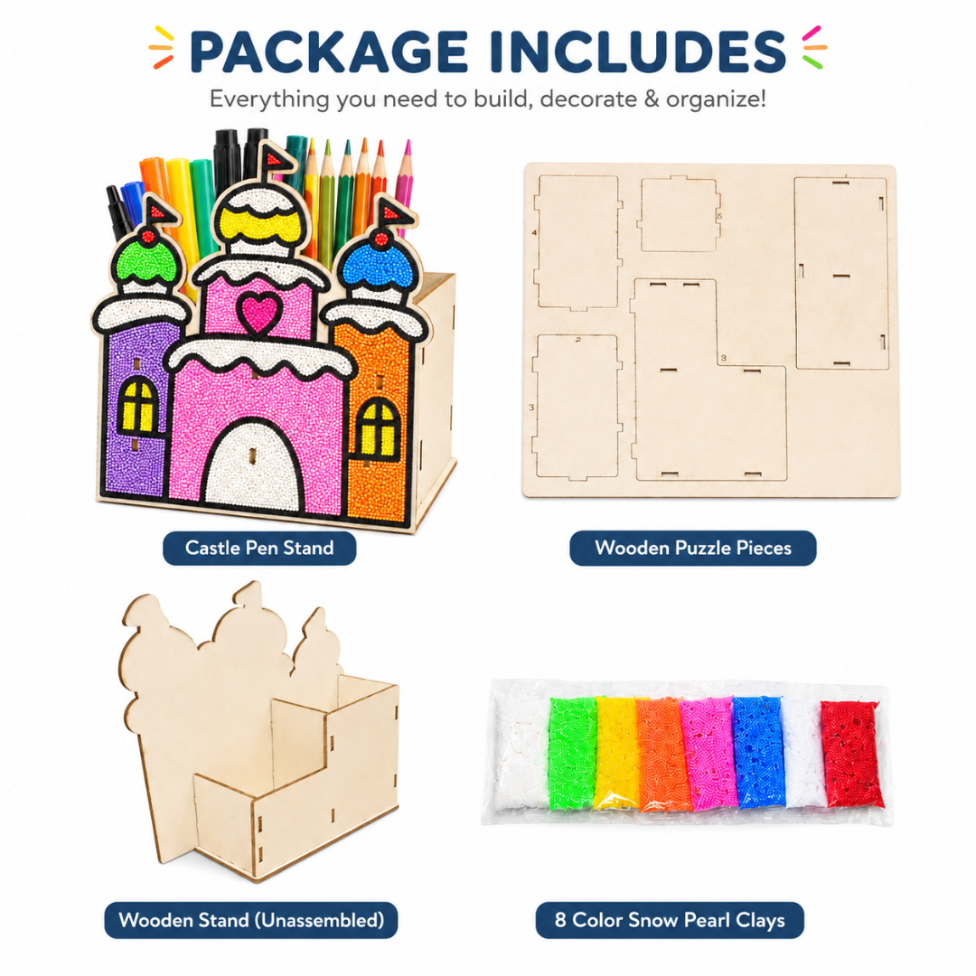 Castle DIY Pen Stand Kit - Clay Painting Craft for Kids | Wanna Party - Image 4