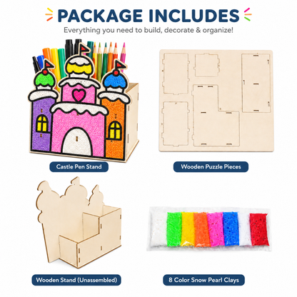Castle DIY Pen Stand Kit - Clay Painting Craft for Kids | Wanna Party - Image 4