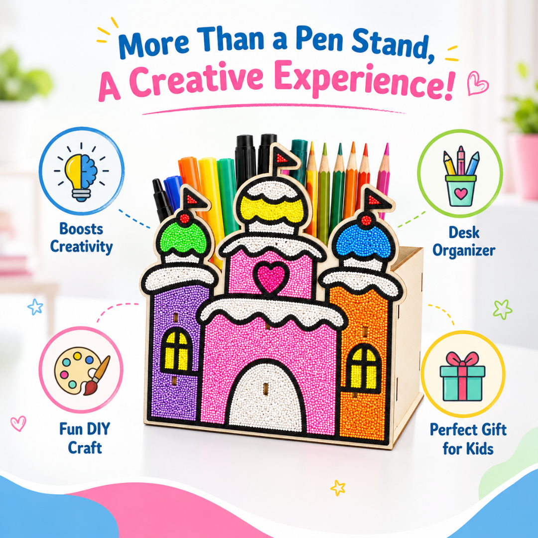 Castle DIY Pen Stand Kit - Clay Painting Craft for Kids | Wanna Party - Image 6