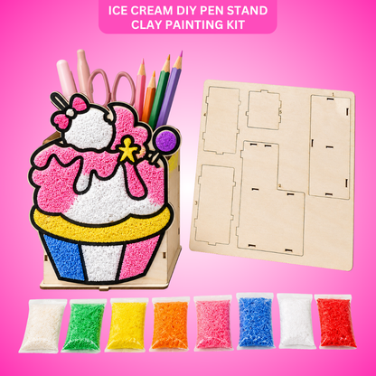 Ice Cream DIY Pen Stand Kit - Clay Painting Craft for Kids | Wanna Party - Image 1