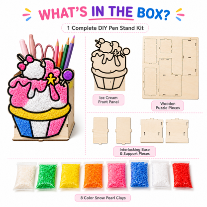 Ice Cream DIY Pen Stand Kit - Clay Painting Craft for Kids | Wanna Party - Image 3