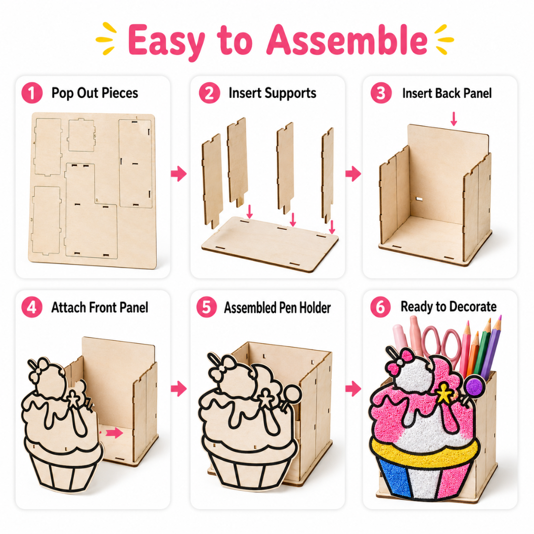 Ice Cream DIY Pen Stand Kit - Clay Painting Craft for Kids | Wanna Party - Image 5