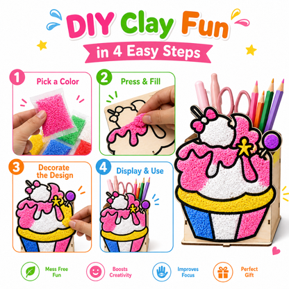 Ice Cream DIY Pen Stand Kit - Clay Painting Craft for Kids | Wanna Party - Image 6