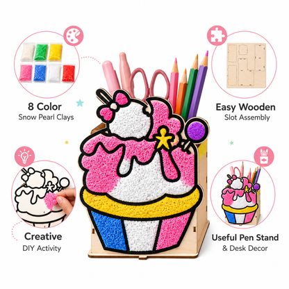 Ice Cream DIY Pen Stand Kit - Clay Painting Craft for Kids | Wanna Party - Image 7