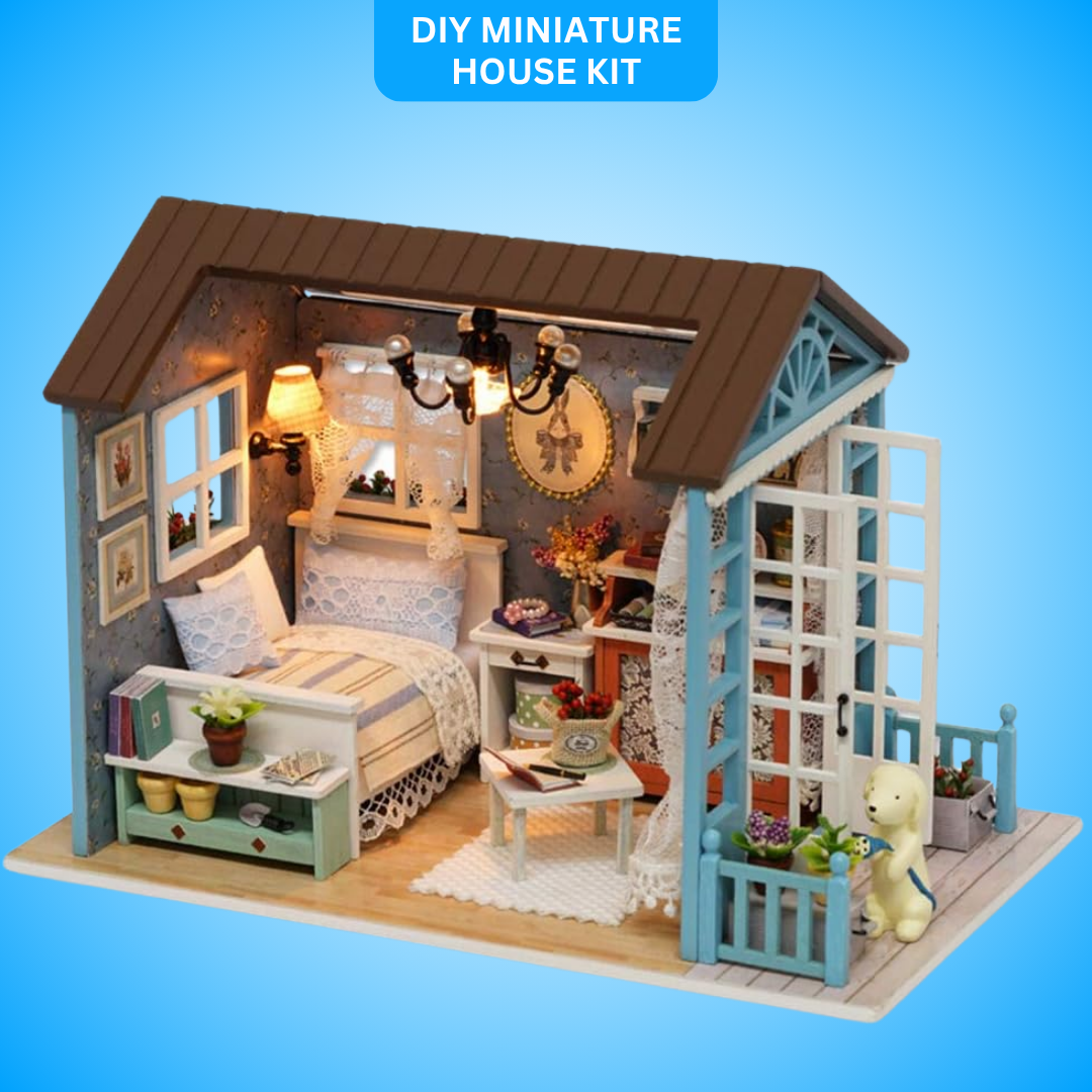 DIY Miniature House Kit, 1:24 Scale Wooden Mini Doll House Accessories with Furniture for Kids Teens Adults (Forest Times)