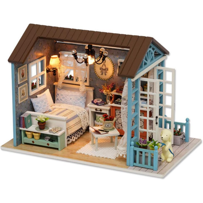 DIY Miniature House Kit, 1:24 Scale Wooden Mini Doll House Accessories with Furniture for Kids Teens Adults (Forest Times)