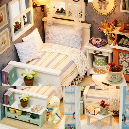 DIY Miniature House Kit, 1:24 Scale Wooden Mini Doll House Accessories with Furniture for Kids Teens Adults (Forest Times)