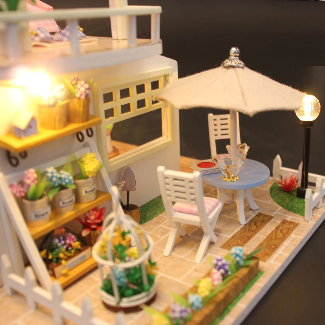 Pink Loft DIY Miniature Dollhouse Kit, Wooden Mini Doll House with Furniture, 2 Floor Room Decor Model Making Craft Kit for Kids Teens Adults, Creative Gift & Display Set
