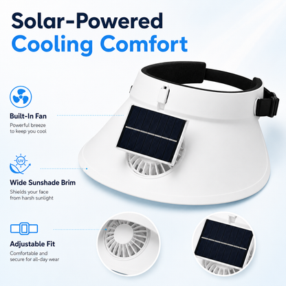SunWiser White Hat with Fan - USB Solar Powered Summer Cap | Wanna Party - Image 3