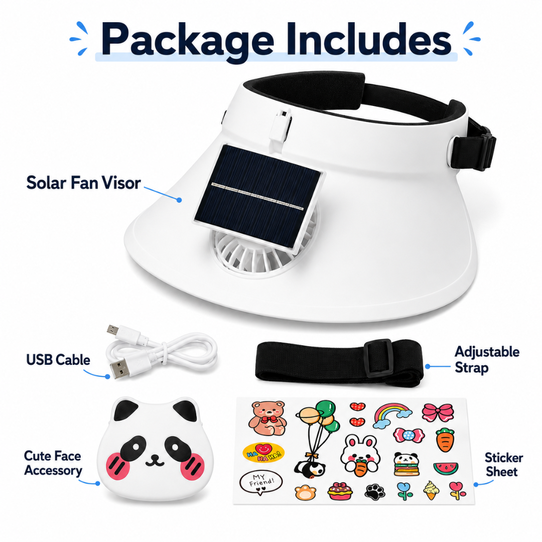 SunWiser White Hat with Fan - USB Solar Powered Summer Cap | Wanna Party - Image 4
