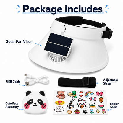 SunWiser White Hat with Fan - USB Solar Powered Summer Cap | Wanna Party - Image 4