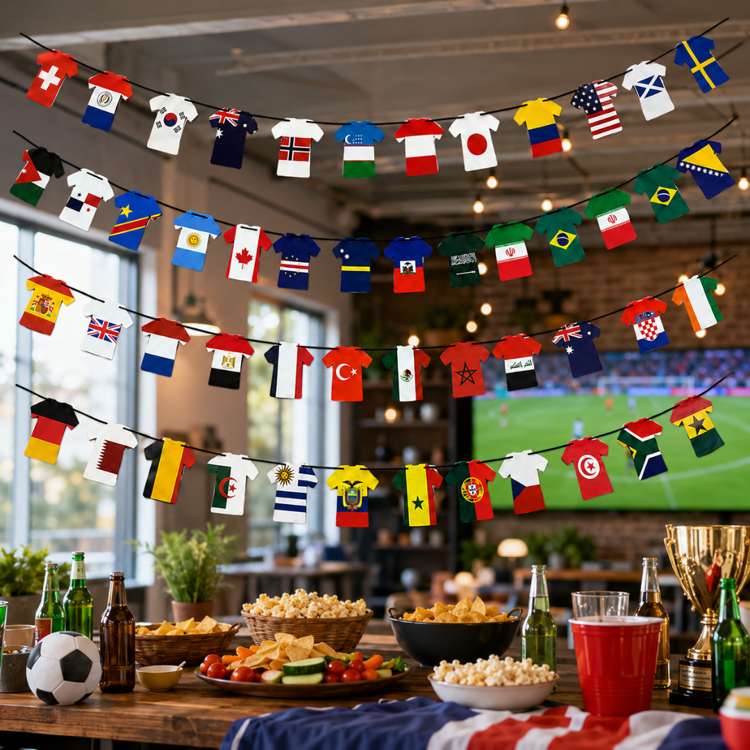World Cup Soccer Flag Bunting Banner - Set of 4