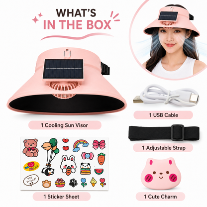 Sun Visor Pink Hat with Fan USB and Solar Powered |Wide Brim Hat with Built in Fan | Beat The Heat Cool Picnic or Disney Park Fans | UPF 50+ UV Protection, Lightweight Summer Cap for Beach, Travel, Gardening, Sports & Outdoor Use