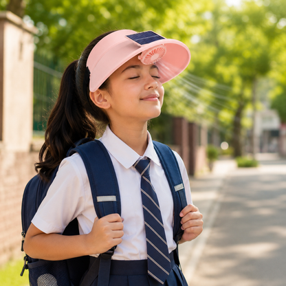 Sun Visor Pink Hat with Fan USB and Solar Powered |Wide Brim Hat with Built in Fan | Beat The Heat Cool Picnic or Disney Park Fans | UPF 50+ UV Protection, Lightweight Summer Cap for Beach, Travel, Gardening, Sports & Outdoor Use