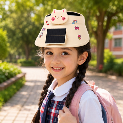Sun Visor Beige Hat with Fan USB and Solar Powered |Wide Brim Hat with Built in Fan | Beat The Heat Cool Picnic or Disney Park Fans | UPF 50+ UV Protection, Lightweight Summer Cap for Beach, Travel, Gardening, Sports & Outdoor Use