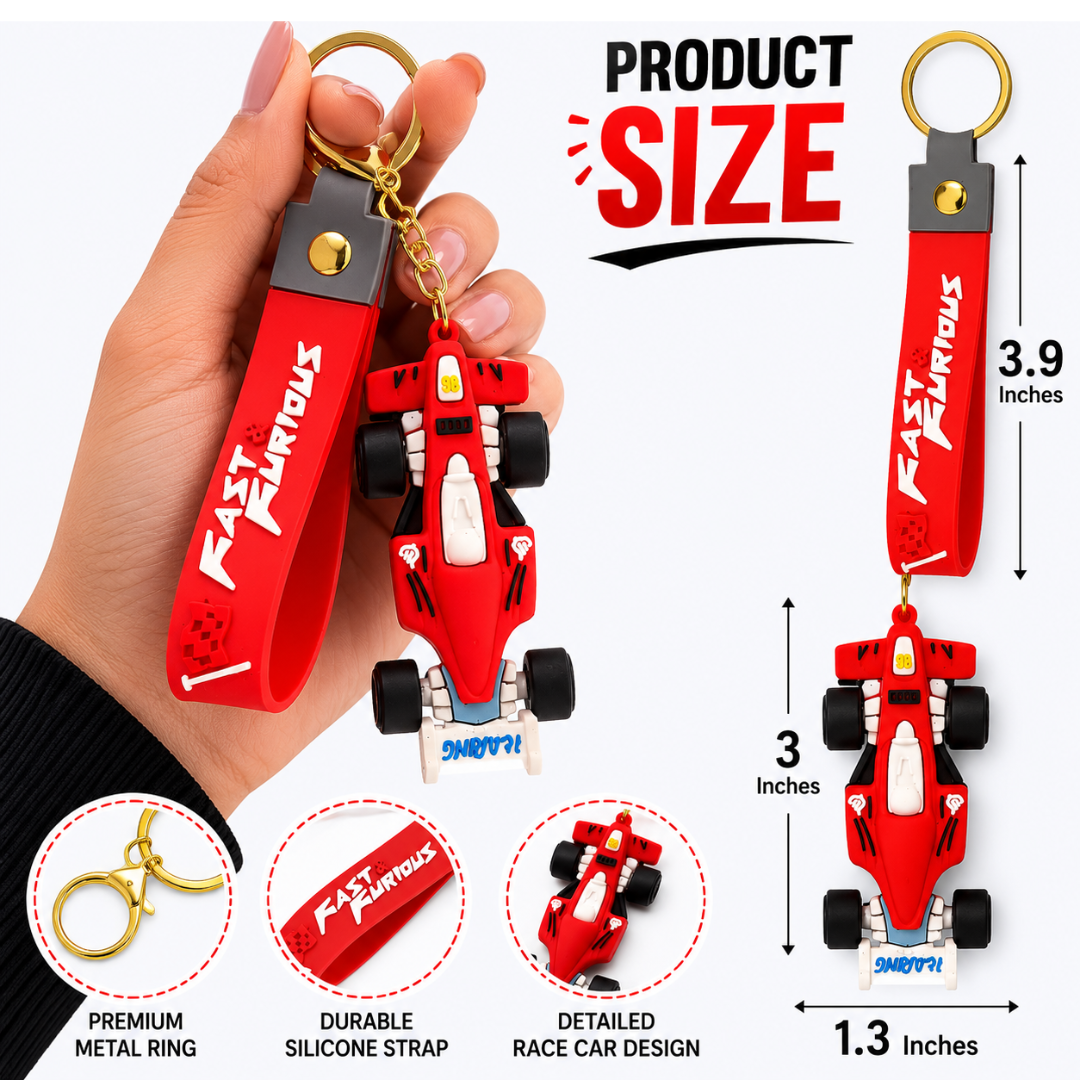Ferrari Car Shaped Keychain - Racing Theme Bag Charm | Wanna Party - Image 4