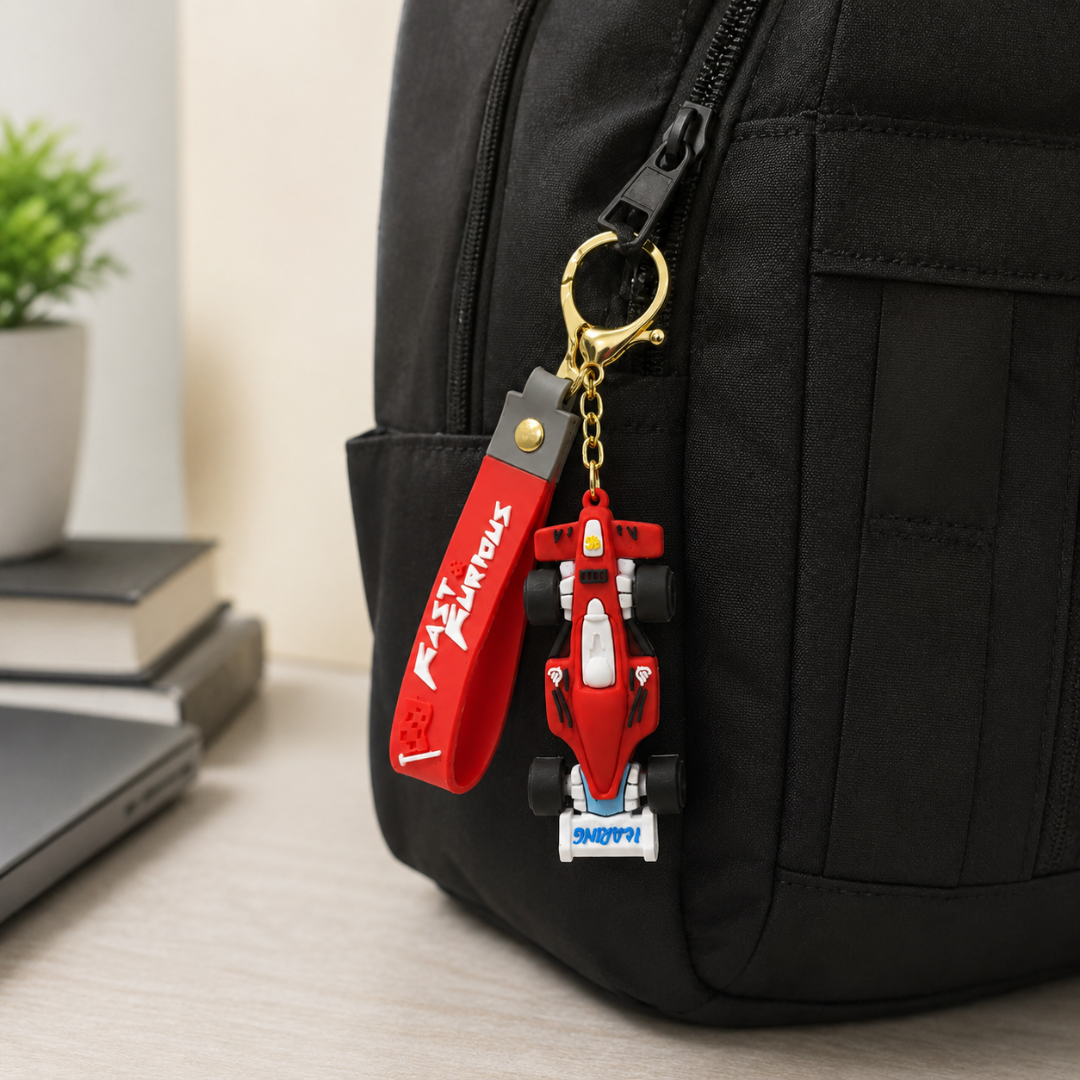 Ferrari Car Shaped Keychain - Racing Theme Bag Charm | Wanna Party - Image 6