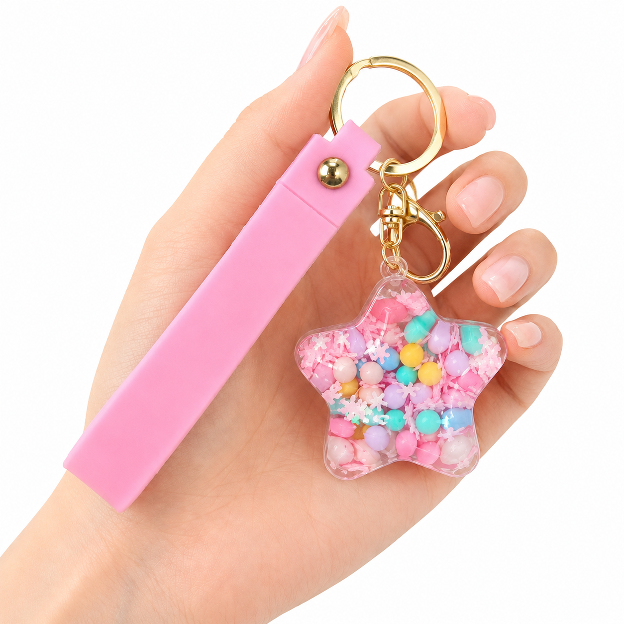 Star Beads Keychain Pink Strap - Cute Bag Charm for Girls | Wanna Party - Image 2