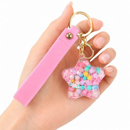 Star Beads Keychain Pink Strap - Cute Bag Charm for Girls | Wanna Party - Image 2