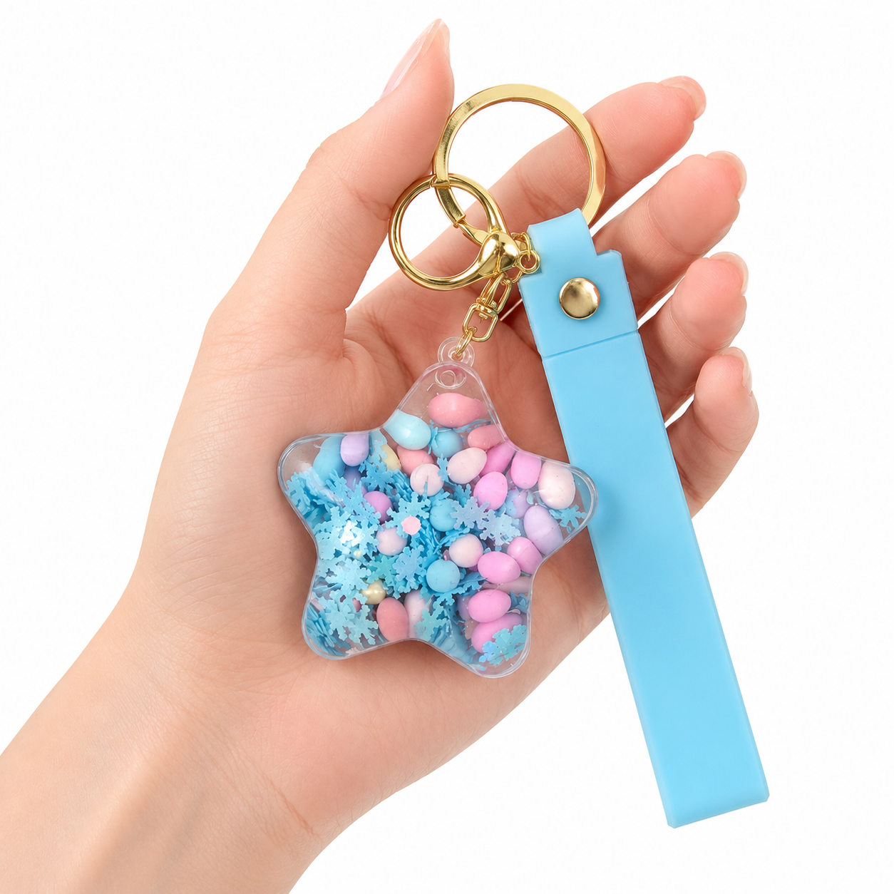 Star Beads Keychain Blue Strap - Cute Bag Charm for Kids | Wanna Party - Image 2