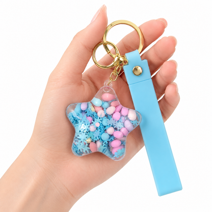 Star Beads Keychain Blue Strap - Cute Bag Charm for Kids | Wanna Party - Image 2