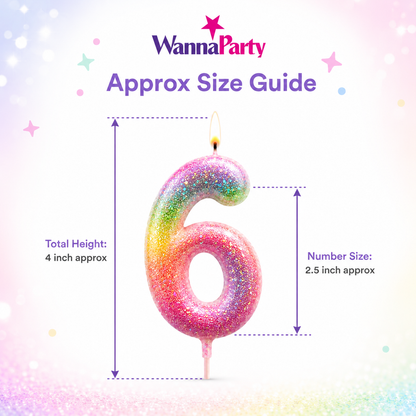Three Color Gradient Glitter Candle Number 6