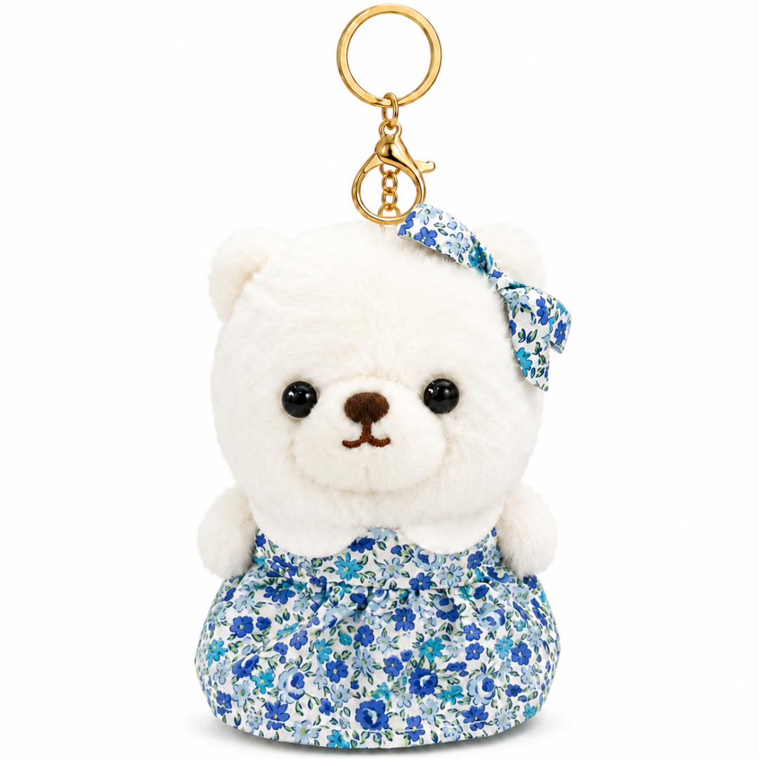 White Teddy Plushy Keychain - Cute Bear Bag Charm for Girls | Wanna Party - Image 2