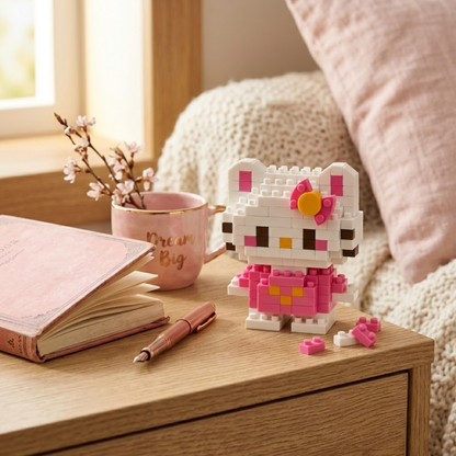 Mini Blocks DIY Hello Kitty Theme Nano Blocks Building Kit, 147 Pcs Kawaii Micro Blocks Character Figure, Collectible Puzzle Toy for Kids,Teens & Adults