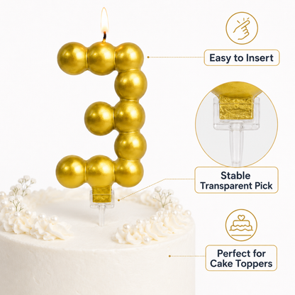 Golden Vector Dots Numerical Candle No. 3