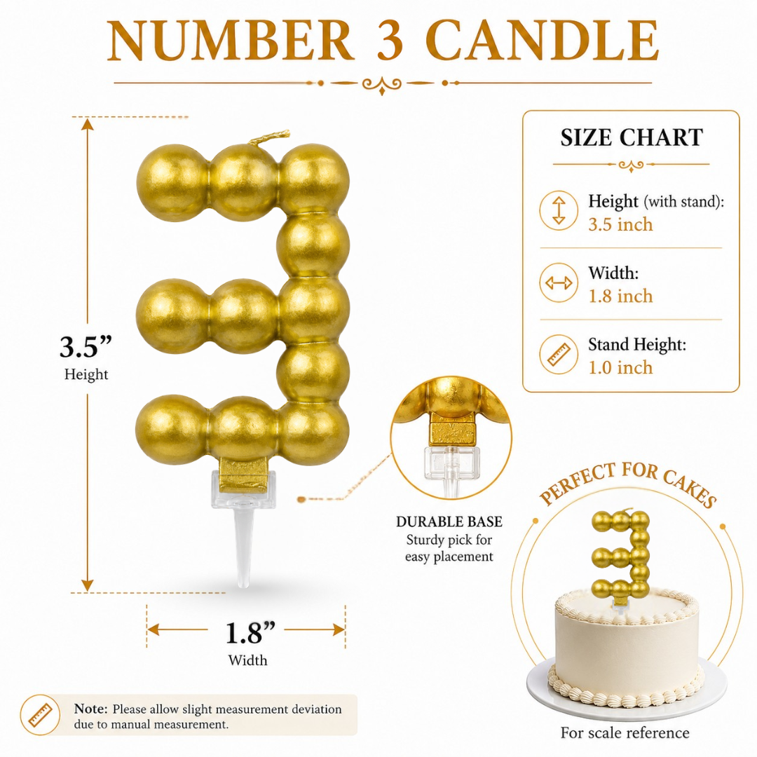 Golden Vector Dots Numerical Candle No. 3
