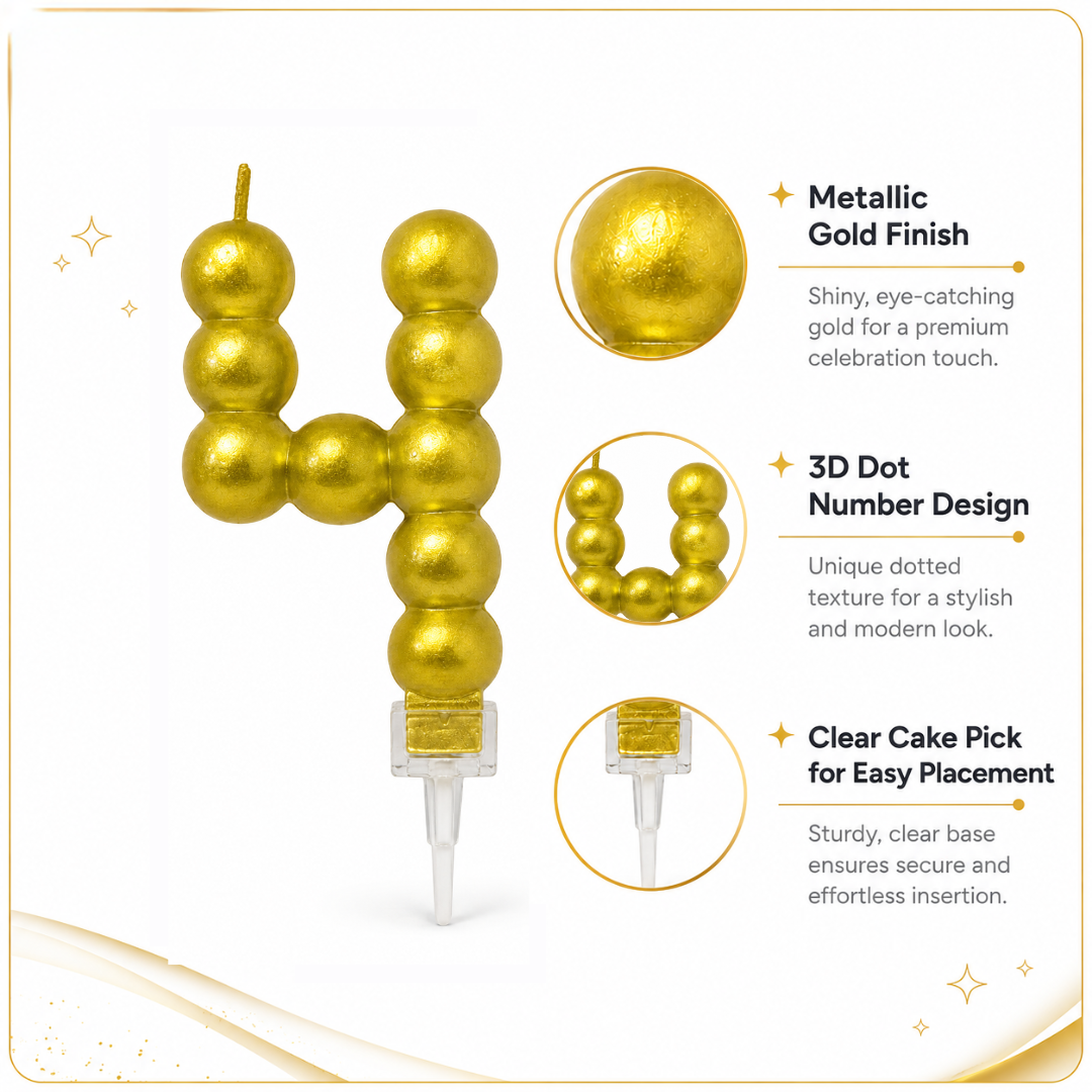 Golden Vector Dots Numerical Candle No. 4