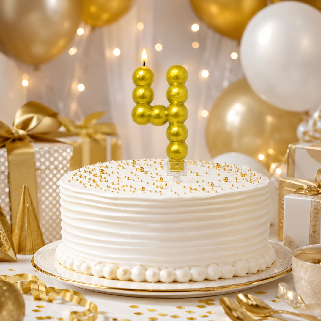 Golden Vector Dots Numerical Candle No. 4