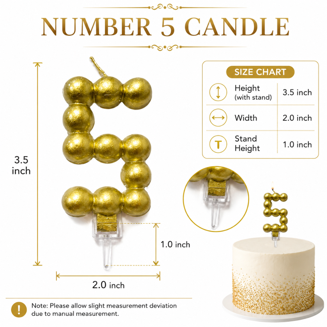 Golden Vector Dots Numerical Candle No. 5