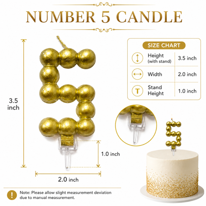 Golden Vector Dots Numerical Candle No. 5