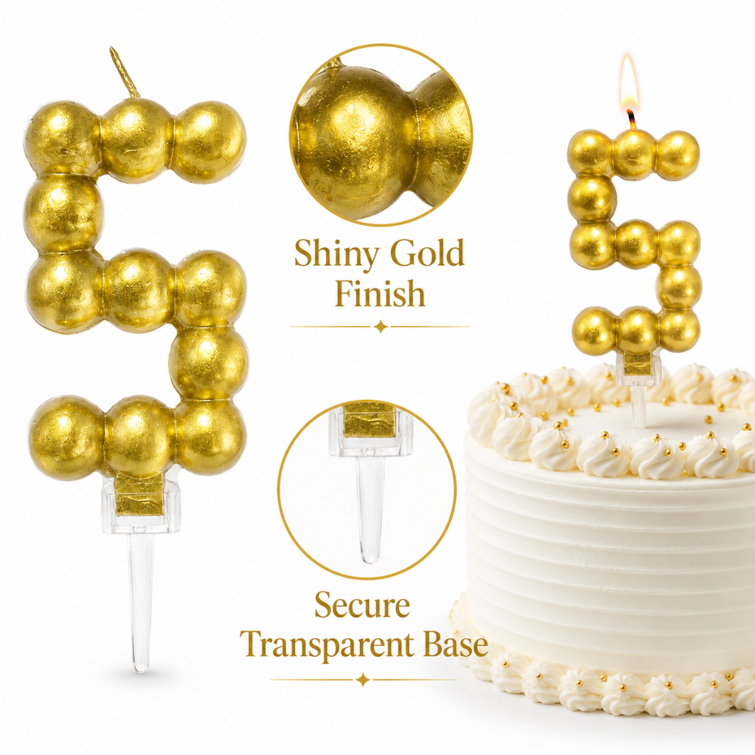 Golden Vector Dots Numerical Candle No. 5